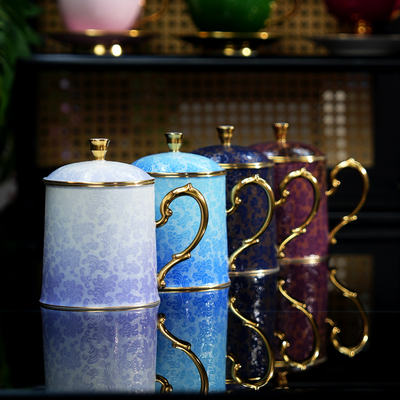 迪夫人高白泥手工扒花茶杯