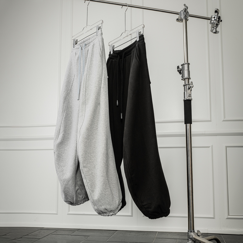 JUPSTUDIO男士束脚慵懒感休闲裤子冬季新款加绒加厚宽松直筒长裤