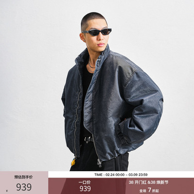 时尚双拉链白鹅绒羽绒服男