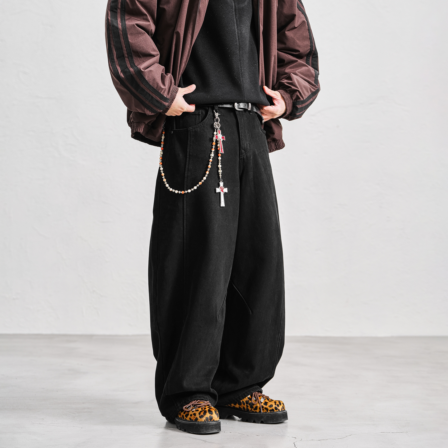 加绒黑色牛仔裤男秋冬款长裤