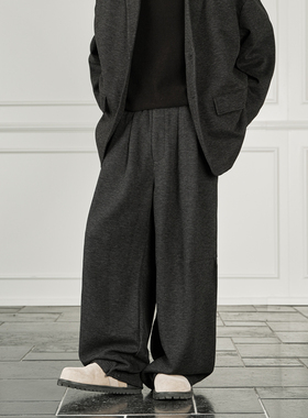 JUPSTUDIO轻熟风高级感休闲裤男秋冬季直筒宽松长裤黑色通勤裤子