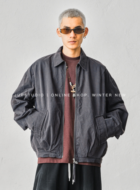 JUPSTUDIO美式复古翻领夹克男宽松休闲百搭外套高级感男士长袖