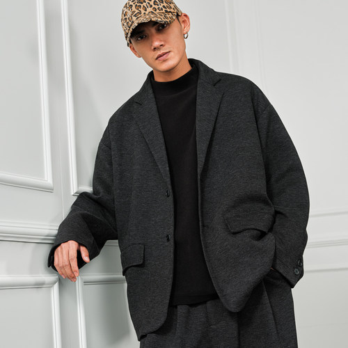 JUPSTUDIO黑色廓形男式西装外套