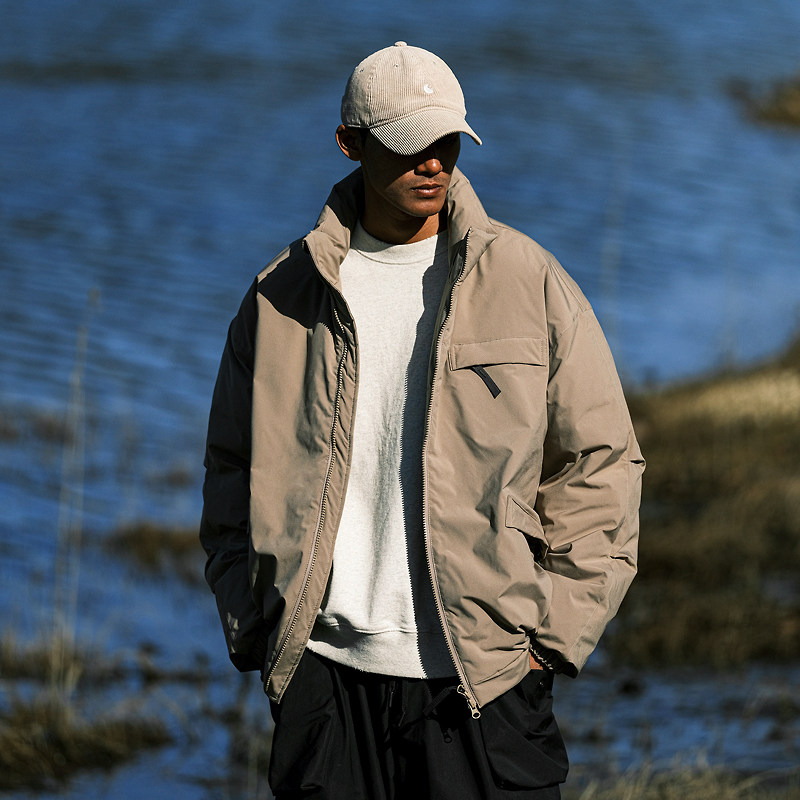 JUP美式休闲2023新款冬季轻薄立领羽绒服男潮牌宽松工装保暖外套