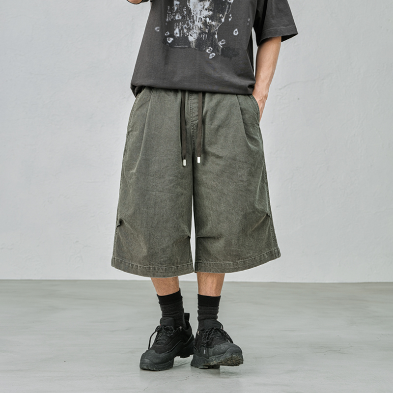 JUPSTUDIO日系复古过膝七分裤男