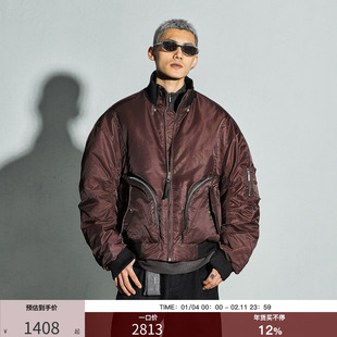 JUPSTUDIO工装风立领羽绒服男潮牌立体拉链口袋飞行员夹克外套