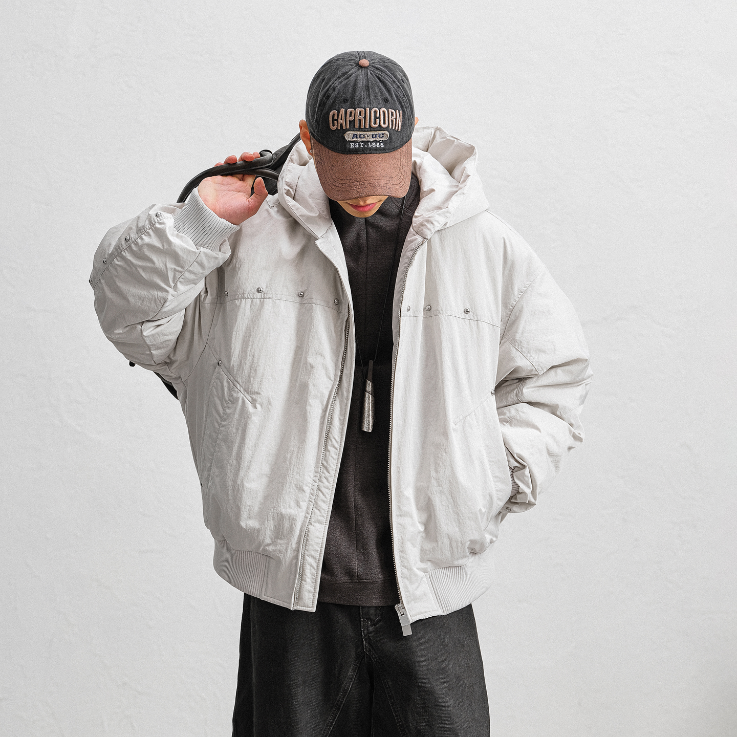 JUPSTUDIO90白鸭绒连帽羽绒服男