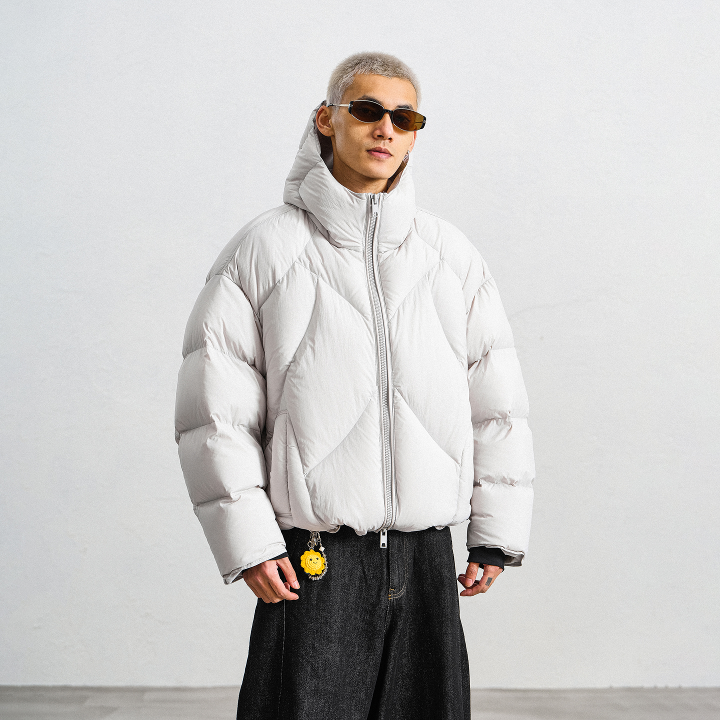 JUPSTUDIO龟背辑行连帽羽绒服男冬季厚款休闲风蓬松感面包服外套