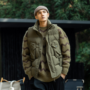 JUP冬季羽绒马甲男日系cityboy叠穿工装背心马夹冬装无袖外套潮