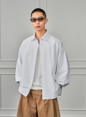 JUPSTUDIO简约纯色修身长袖衬衫男春秋百搭休闲纯棉青年衬衣外套