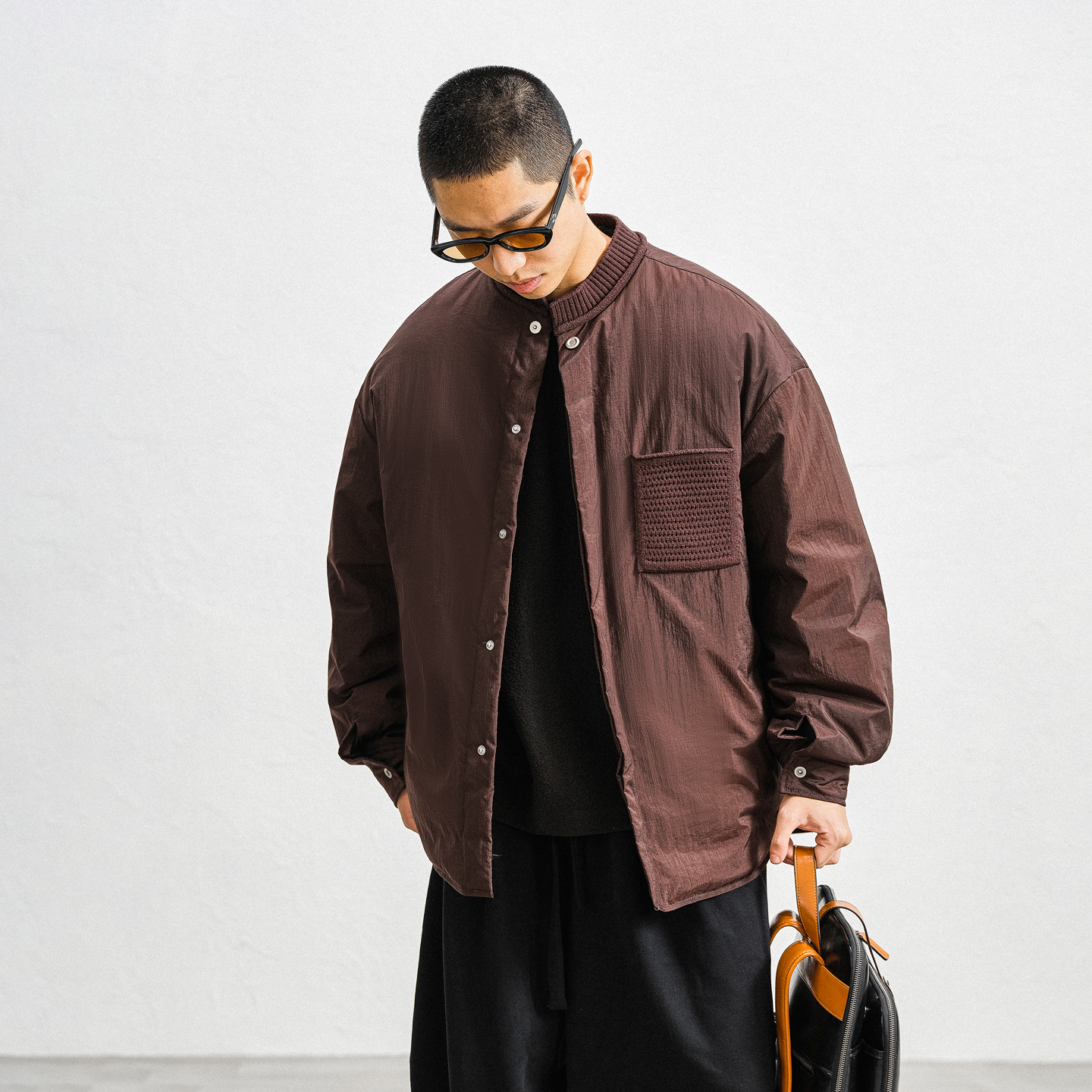 JUPSTUDIO拼接口袋按扣羽绒服男