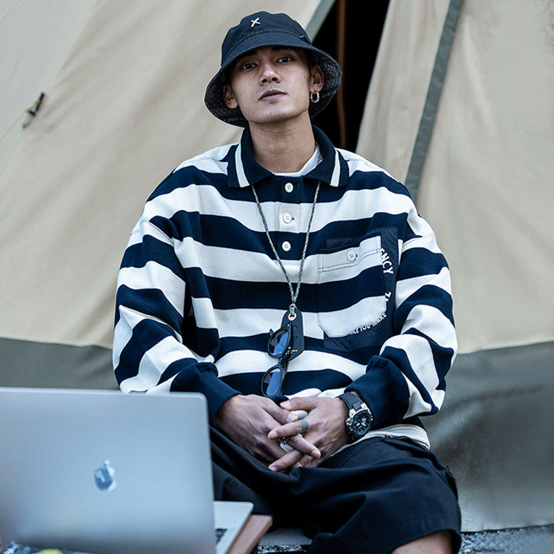 长袖上衣polo日系复古