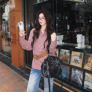 针织灰色马甲套装 花苞裙裤 休闲百搭通勤 复古红格子衬衫 AZure法式