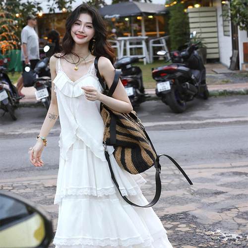 AZure气质蕾丝吊带蛋糕塔裙套装