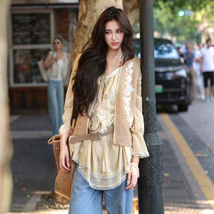 AZure温柔风刺绣复古针织马甲法式 背心叠穿神器秋 复古特种绣无袖