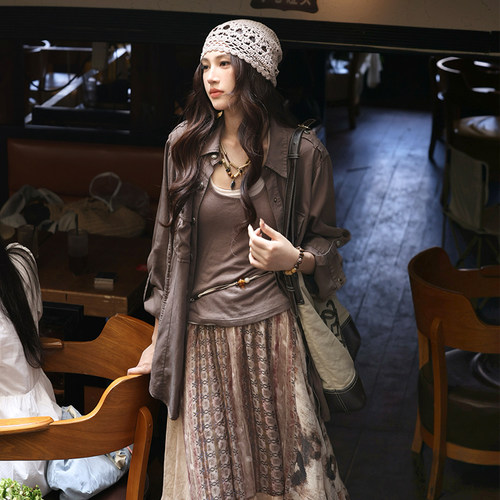 AZure温柔风法式复古防晒衬衫女