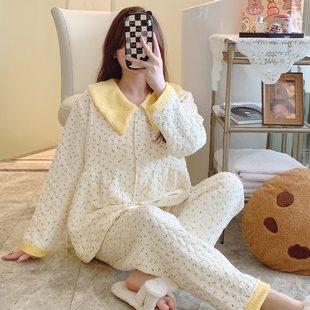 孕妇睡衣女春秋冬季纯棉带胸垫月子服哺乳装孕期产后加大码家居服