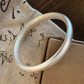 2025新古法足银999闭口描金内莲花心经手镯纯银空心银镯女款 首饰