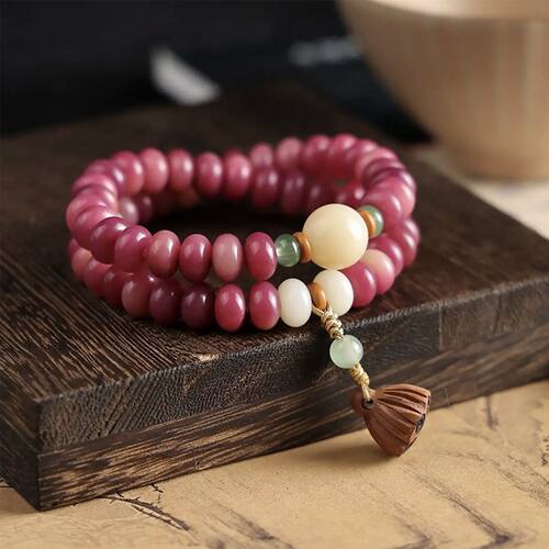 乌梅子酱粉紫菩提文玩手串