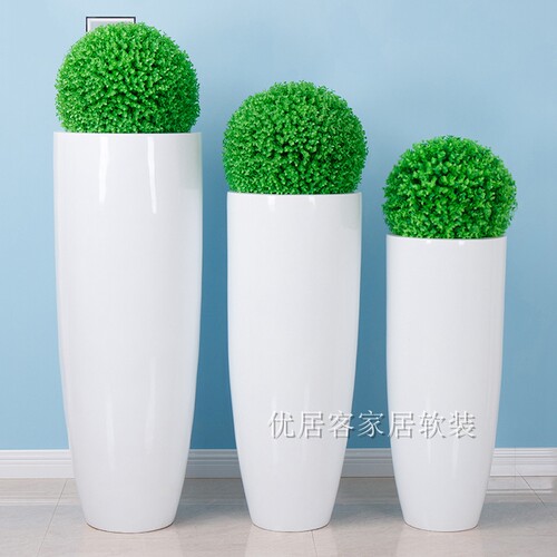 简约现代风玻璃钢商场落地大花瓶