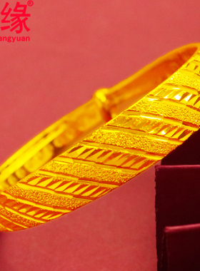 镀黄金手镯开口妈妈龙凤拉伸镯子新娘婚庆镀沙金手镯老人手环