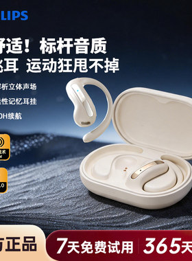 飞利浦TAQ2120蓝牙耳机挂耳式气骨传导跑步通话降噪运动2026新款