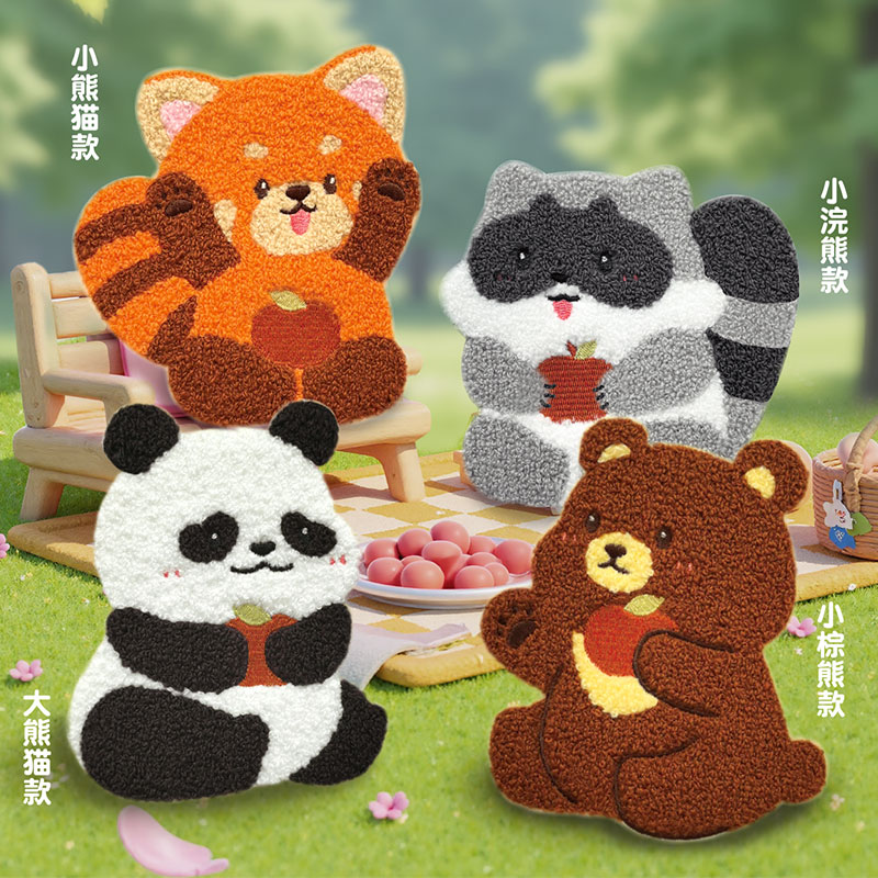 熊熊好朋友毛绒贺卡抱宠疗愈DIY萌宠贴纸冰箱贴送朋友生日礼物