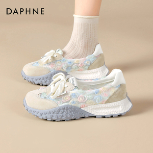 达芙妮阿甘鞋女2026新款夏薄款网面透气不累脚厚底轻便休闲运动鞋