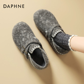 内增高一脚蹬两穿毛毛鞋 达芙妮加绒勃肯鞋 保暖棉鞋 冬季 女2025新款