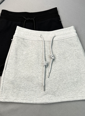 丁妮妮自制灰色卫衣裙短裙打底裙女运动休闲黑色辣妹裙包臀半身裙