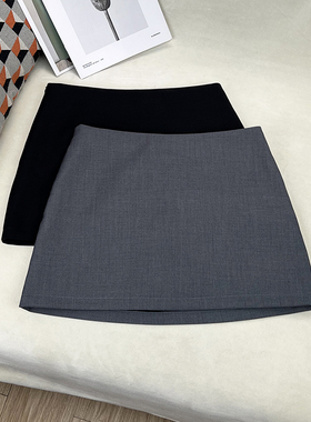 丁妮妮西装灰色新款半身裙女2025秋冬季黑色短裙高腰包臀短款裙子