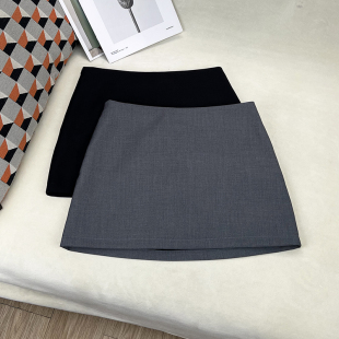 黑色短裙高腰包臀短款 半身裙女2025秋冬季 裙子 灰色新款 丁妮妮西装