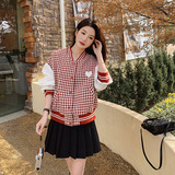 现货！红格小香风拼接棒球服2D079-8030P145控198，女装短外套，浙宝129