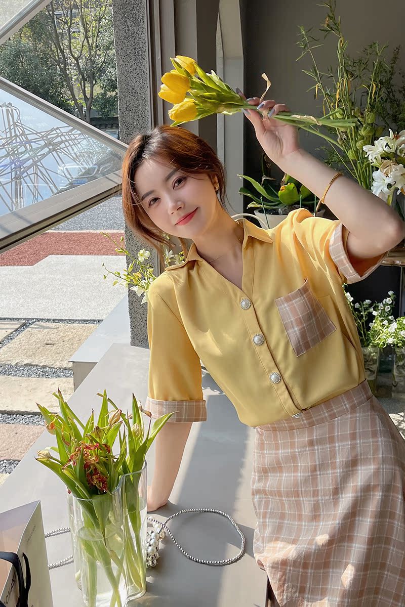 甜酷学院风套装裙时尚休闲polo领衬衫连衣裙女夏格子半身裙高级感,女装套装/套裙,浙宝129