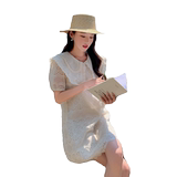 2025夏季新款法式名媛气质高级感娃娃领蕾丝显瘦A字短款连衣裙，女装连衣裙，浙宝129