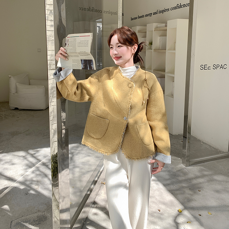 【新款】双色两面穿70羊毛大衣配包包2D079-8950P265控388，女装毛呢外套，浙宝129