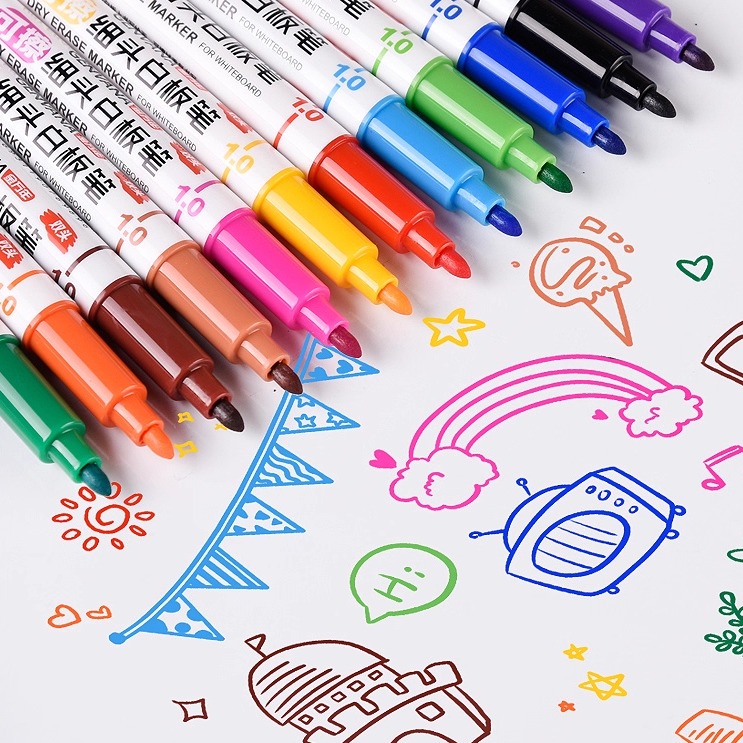金万年彩色细白板笔可擦