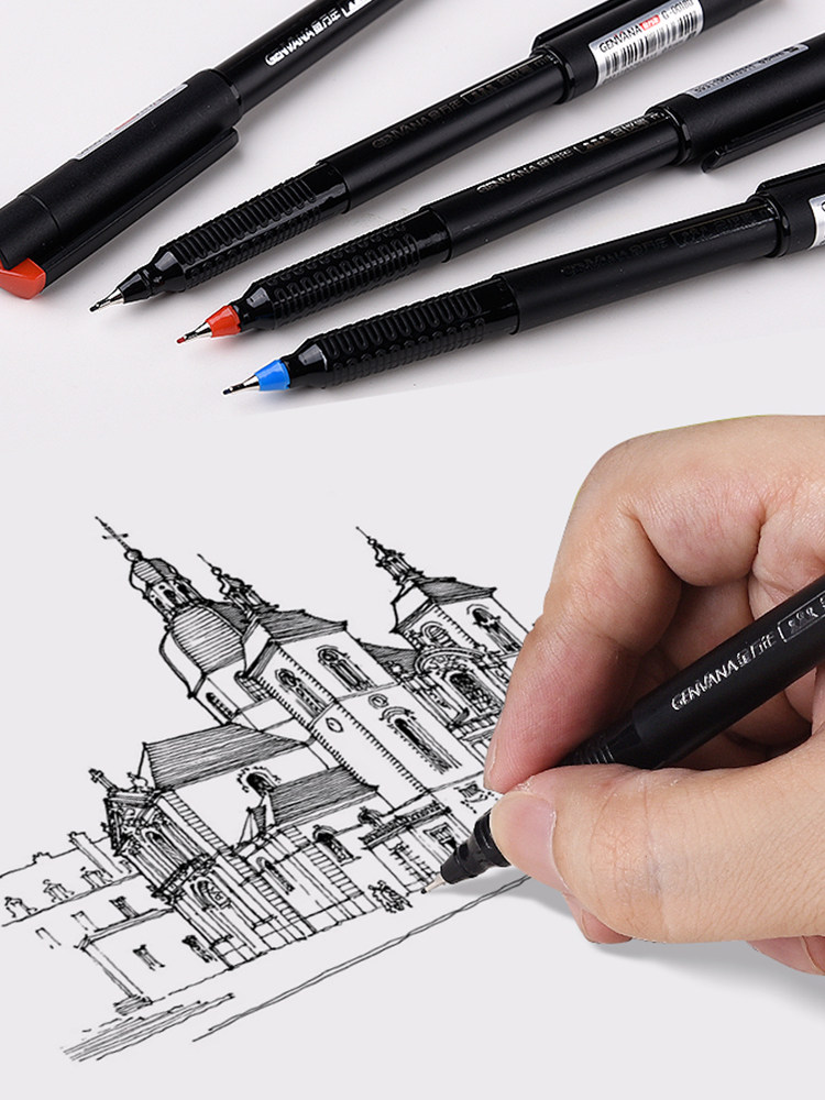 빨간 망토 니들 펜 수성 섬유 펜 손으로 그리는 학생 그림 그리기 건축 공업 디자인 블랙 레드 블루 0.5 사인 펜 트레이닝 펜 젤 펜 아트 훅 펜 회의 펜