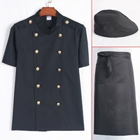 Черная футболка, фартук, берет, короткий рукав