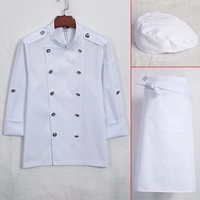 Белый лонгслив, фартук, берет