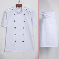 Белая футболка, фартук, короткий рукав