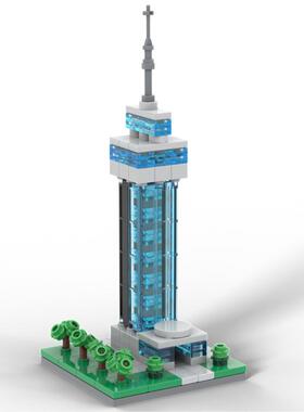 小颗粒积木电子版搭建步骤图纸迷你摩天大楼MOC-180212