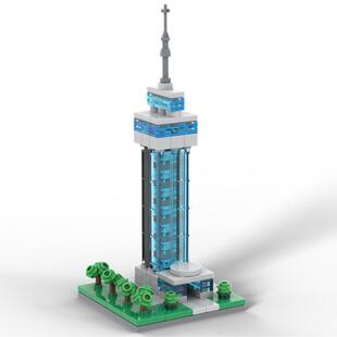 小颗粒积木电子版搭建步骤图纸迷你摩天大楼MOC-180212