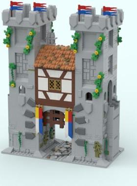 小颗粒积木电子版搭建步骤图纸狮子堡骑士门楼MOC-173133