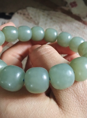 一朵时光桶珠手串碧玉哑光和田玉