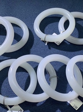 一朵时光收藏级保真新疆和田玉镯古典圆条羊脂玉手镯『流风回雪』