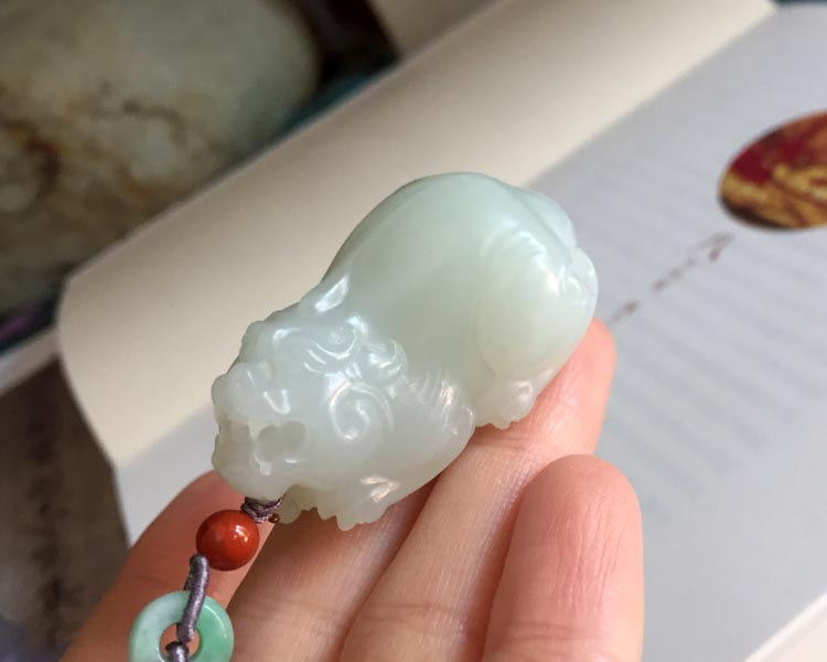 一朵时光 传世精品保真新疆和田玉大师雕刻招财貔貅吊坠『相守』