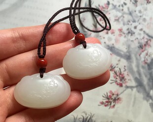 保真新疆和田玉羊脂白玉籽料长命锁平安锁吊坠【小得盈满】
