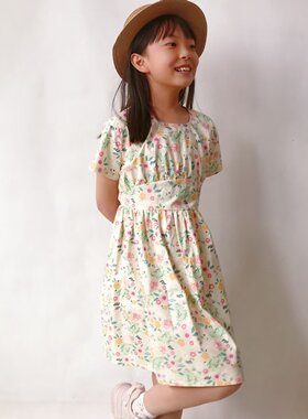 微瑕疵库存纯棉夏季连衣裙女士中大童亲子薄款短袖碎花A字裙