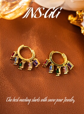 【INS · GG】原创设计2024小众新款轻奢彩色钛钢锆石耳环ATE573